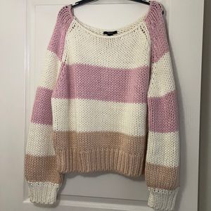 NWT Forever21 Chunky Striped Sweater Blush/Multi XL